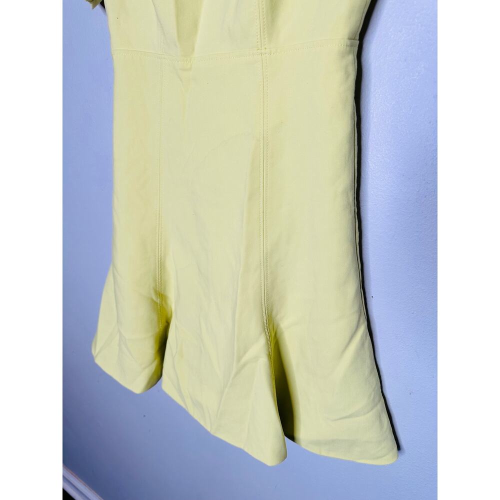 CINQ Á SEPT Neon Yellow Shoulder Cutouts Flared Hourglass Alyssa Dress Size 2 - Picture 6 of 11
